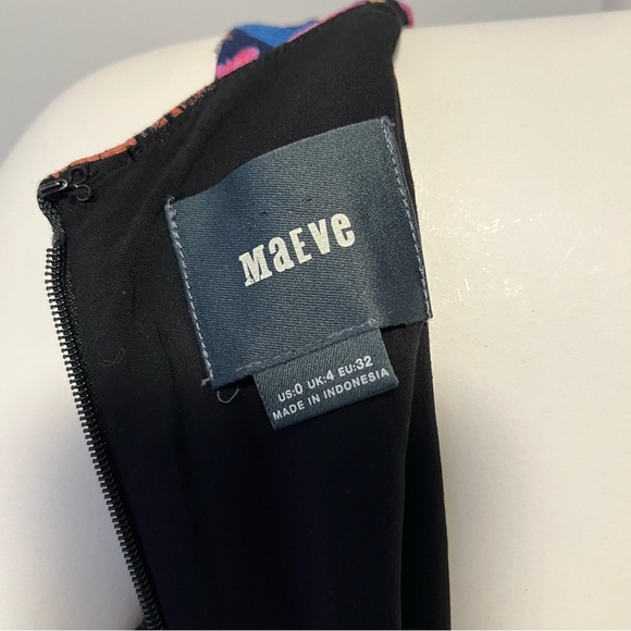 Anthropologie Maeve Elia Blue Floral Cold Shoulder Short Sleeve Midi Dress sz 0 - Picture 4 of 13